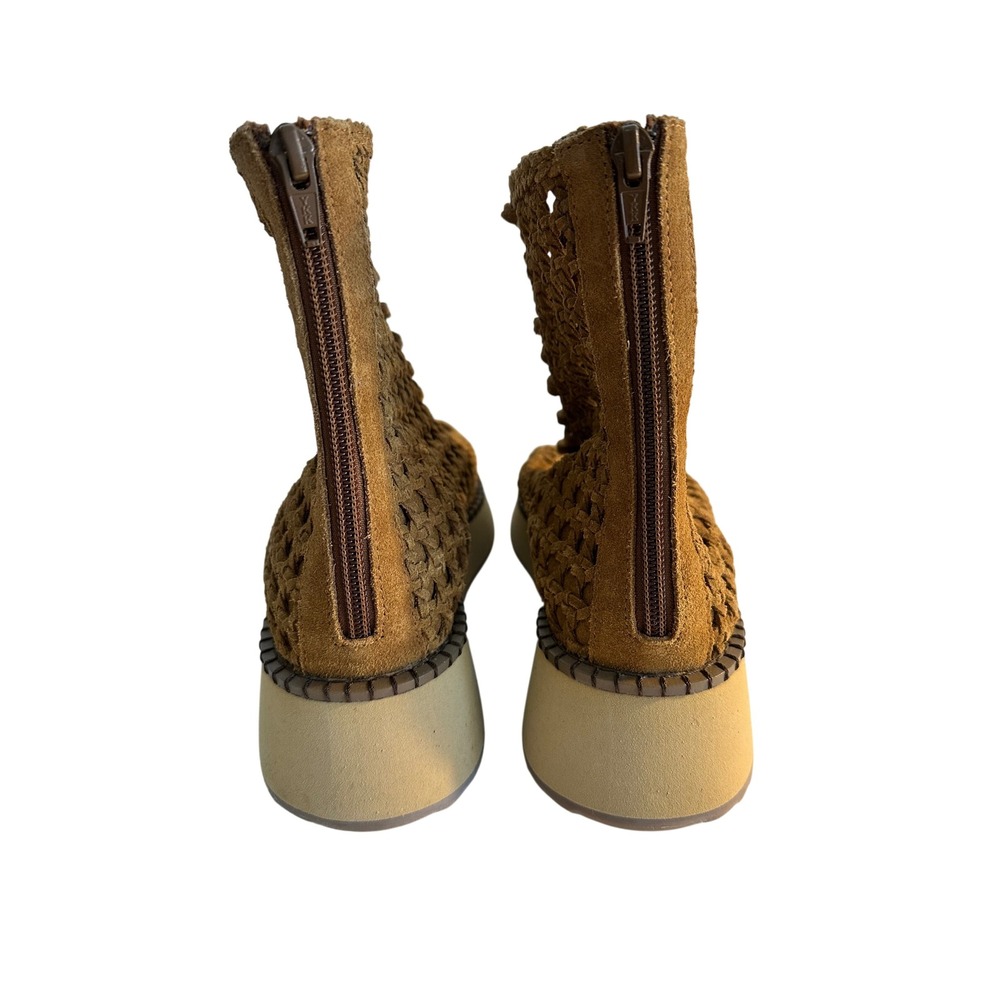 Free People Luca Lace Up Gladiator Sandals Size 7 Brown Woven Suede Zip Back - Picture 6 of 12